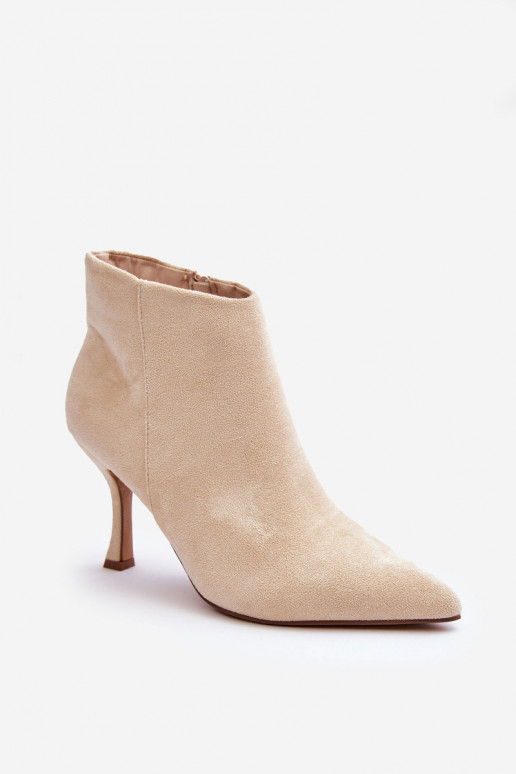 Women's Suede Ankle Boots With Heel Light Beige Merisa