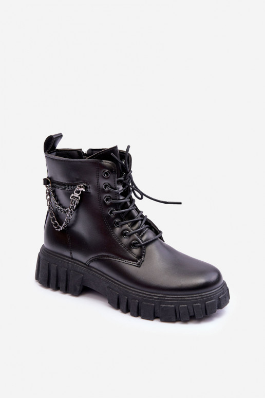 Stylish Platform Workers Boots Black Amro