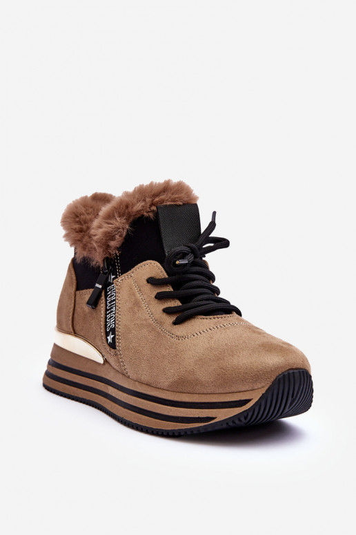 Fur Platform Sports Shoes Dark Beige Jamarie