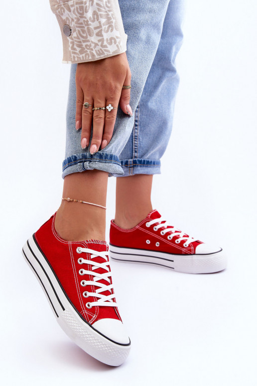 Jazlyn Low Classic Sneakers On Red Platform