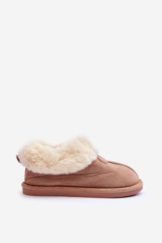 Women's Slippers With Faux Fur Beige Lanoze