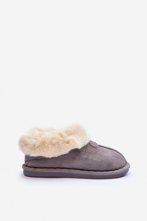 Women's Slippers With Faux Fur Gray Lanose