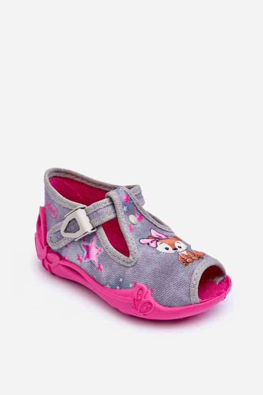 Mice Slippers Befado 213P137 Grey-Pink