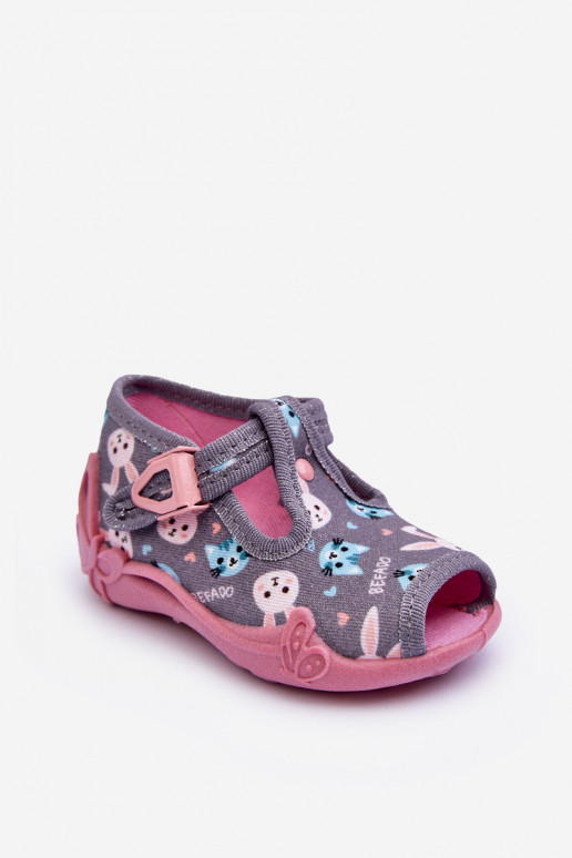 Bunny Slippers Befado 213P139 Grey-Pink