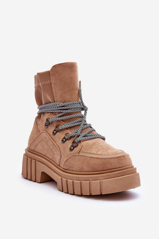 Women's Boots Suede Lace-Up Dark Beige Acorn