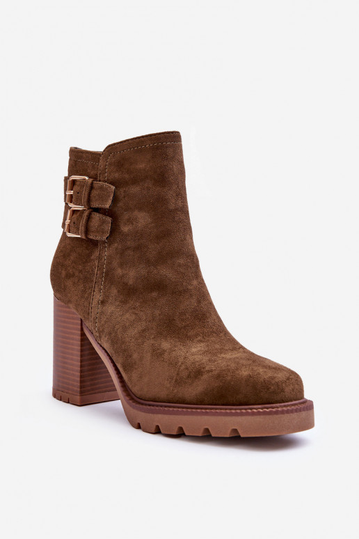 Heeled Suede Boots Olive Makeline