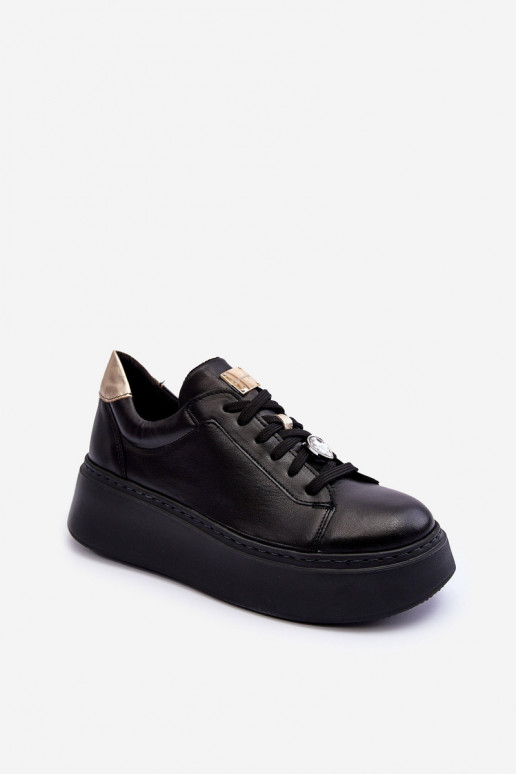 Maciejka 06191-01 Leather Platform Sports Shoes Black