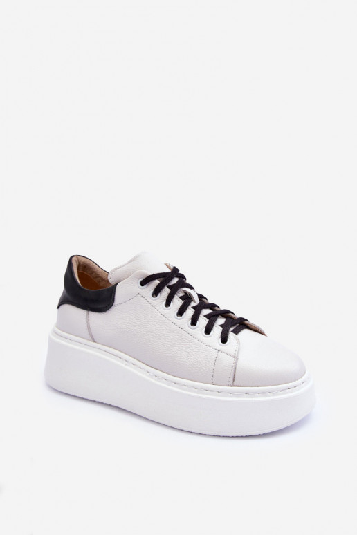 Women's Leather Platform Sneakers White Lemar 10150