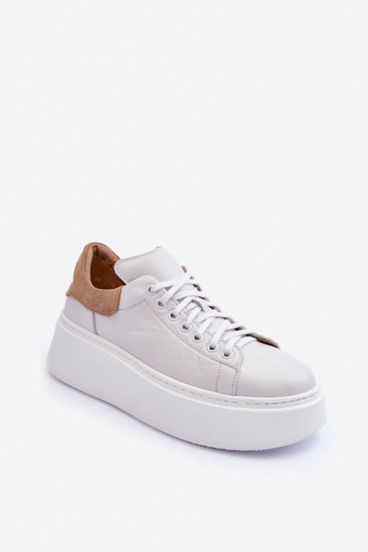 Women's Leather Platform Sneakers White Lemar 10150