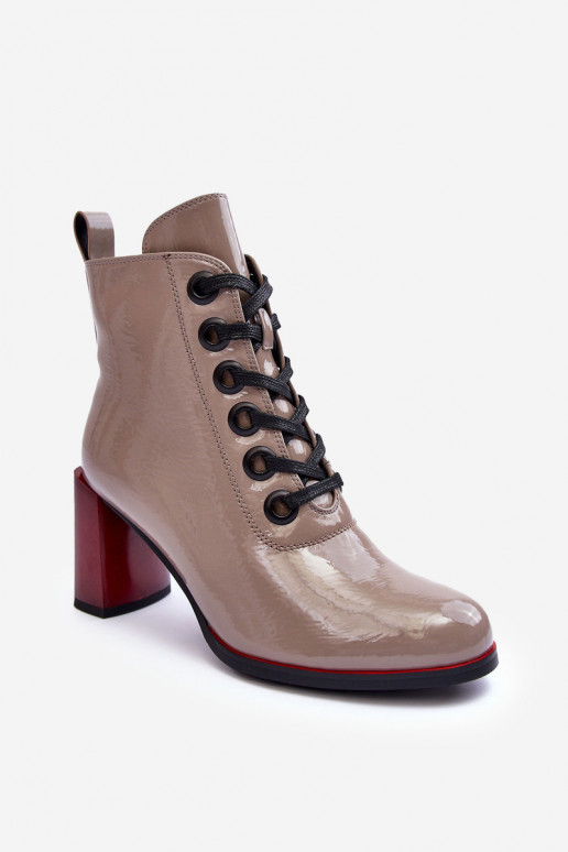 Lace-up Heeled Boots SBarski MR870-15 Dark Beige