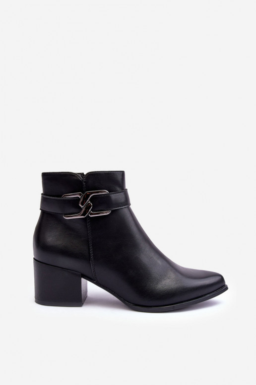 Women's Heeled Boots With Ornament Black Janeya