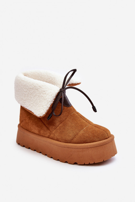 Women's Platform Snow Boots with Fur Camel Olimuka