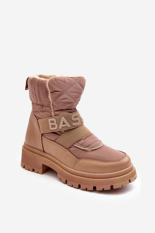 Women's Zip-Up Snow Boots Insulated Beige Zeva