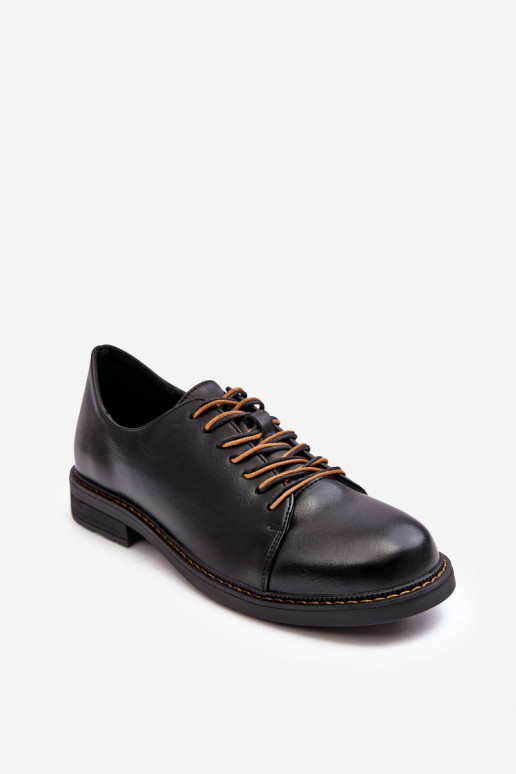 Women's Leather Lace-Up Shoes Black Nakera