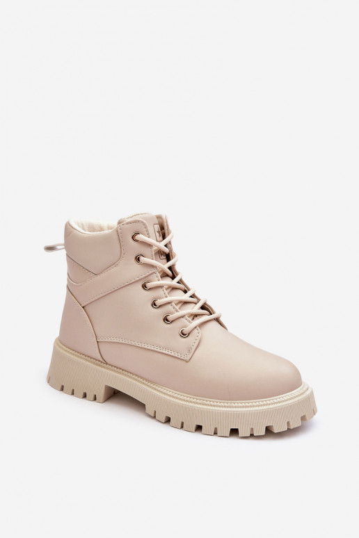 Women's Zipper Fleece-Lined Boots Beige Gremiva