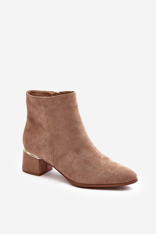 Women's Suede Boots on Heel Beige Mebassa