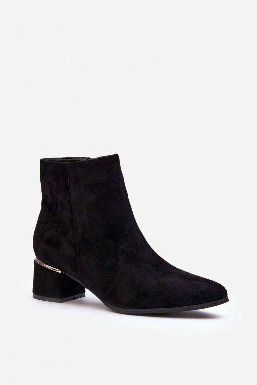 Women's Suede Boots on Heel Black Mebassa