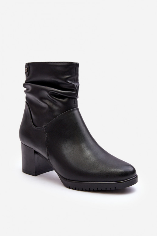 Women's Pleated Boots On Heel Black Liriam