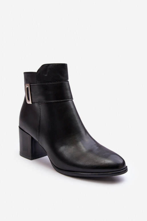 Women's Heeled Boots With Ornament Black Janeya