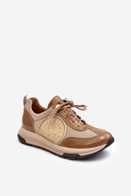 Leather Platform Sport Shoes Maciejka 06191-04 Beige