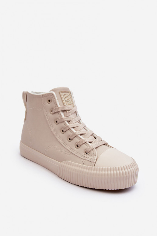 Women's Quilted Zip-Up Sneakers Light Beige Big Star MM274018