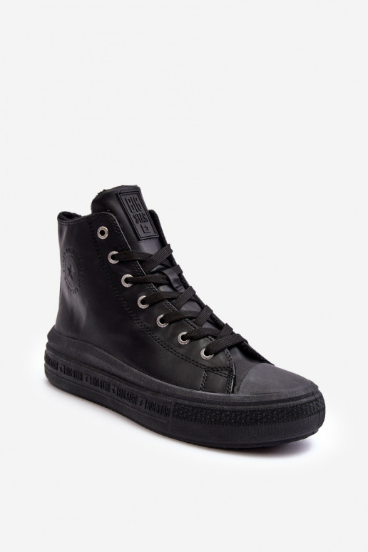 Women's Zip-Up Quilted Sneakers Black Big Star MM274023