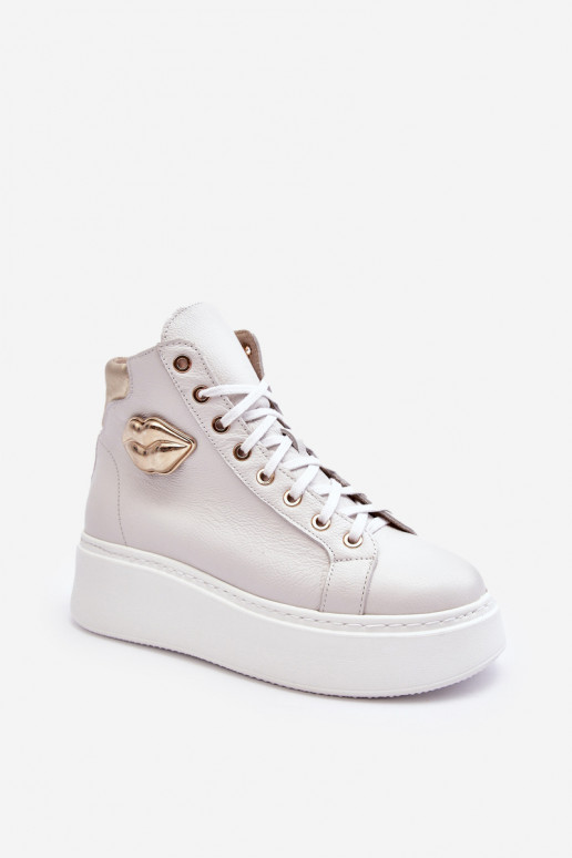 Women's High-Top Zipper Sneakers Lemar White Katerin