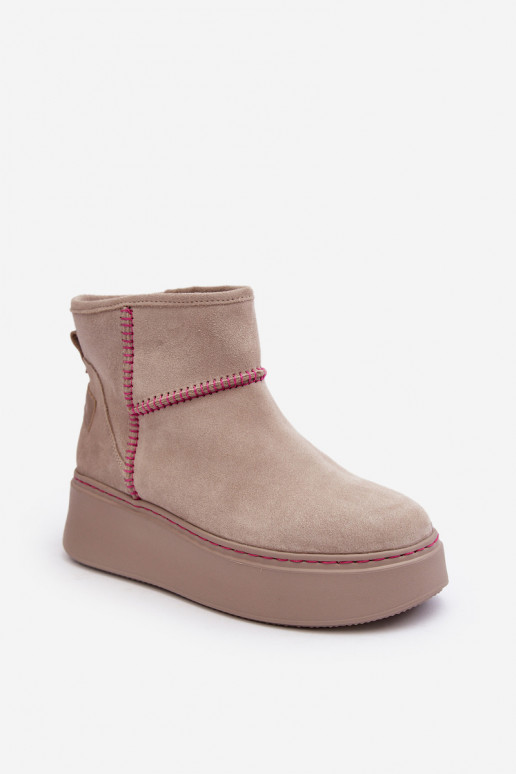 Women's Suede Snow Boots Maciejka 06257-22 Light Beige