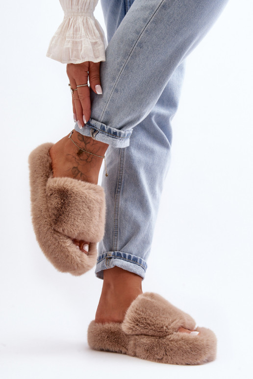 Women's Furry Slippers Beige Biella