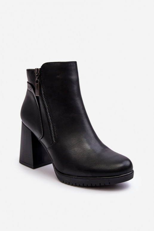 Women's Heeled Boots with Zippers Black Ryelle