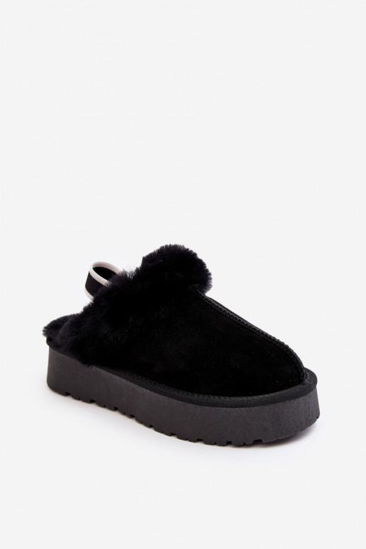 Women's Slippers On Platform With Faux Fur Black Sophienne