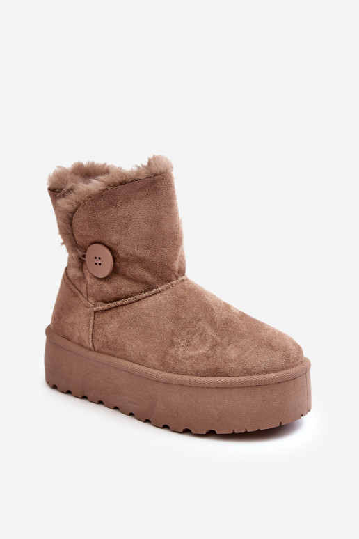 Women's Platform Snow Boots with Faux Fur Beige Wikasem