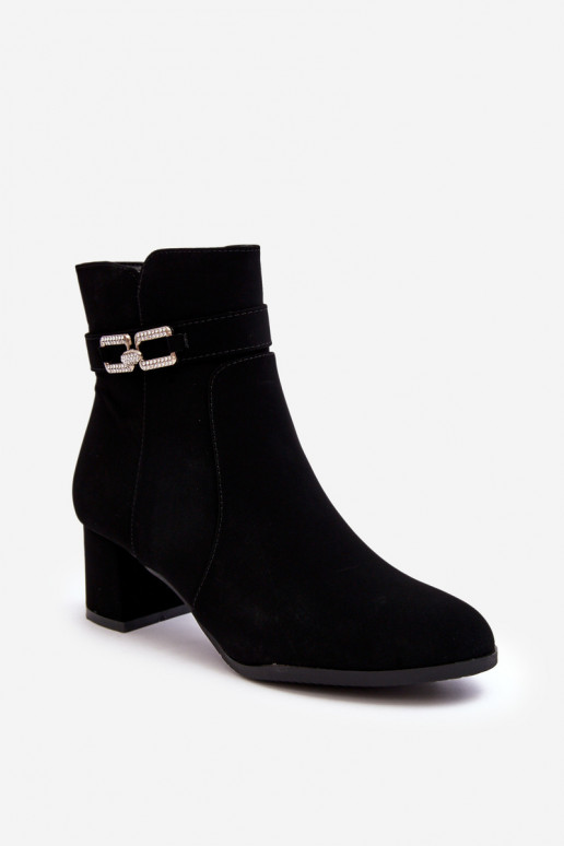 Women's Low Heel Boots with Ornament Black Numissa