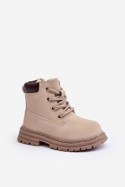 Children's Trapper Boots with Zip Beige Bansi