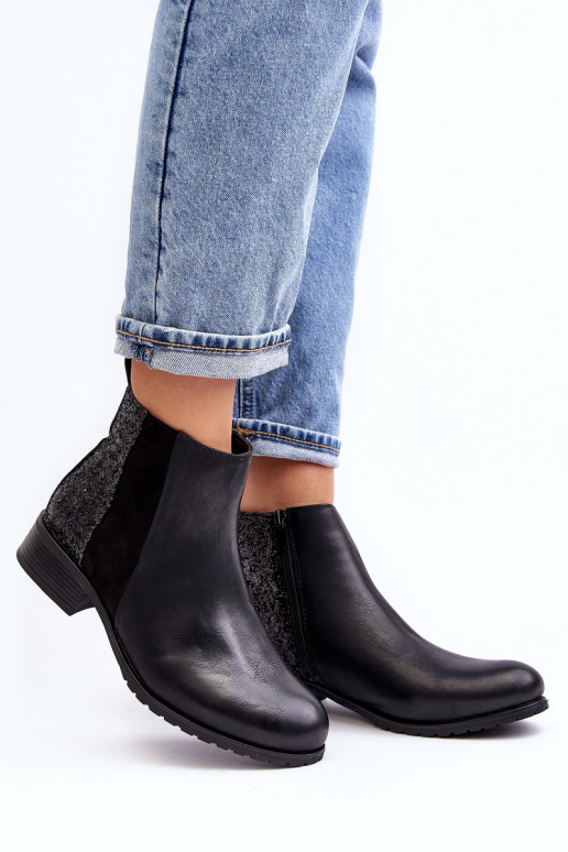 Black ankle boots flat heel best sale