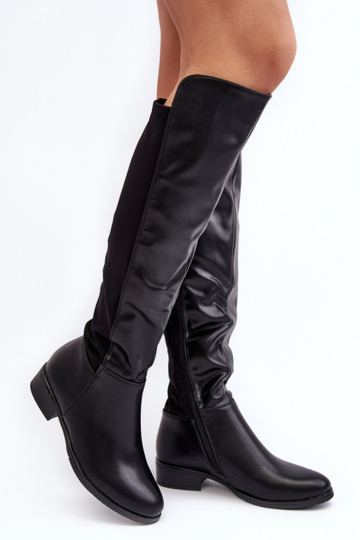 Women's Leather Knee-High Boots SBarski HY27098A Black