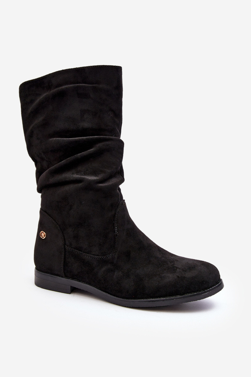 Womens flat black fashion booties