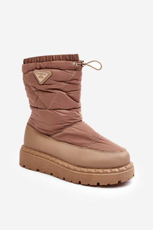 Women's snow boots on thick sole in dark beige Lureta