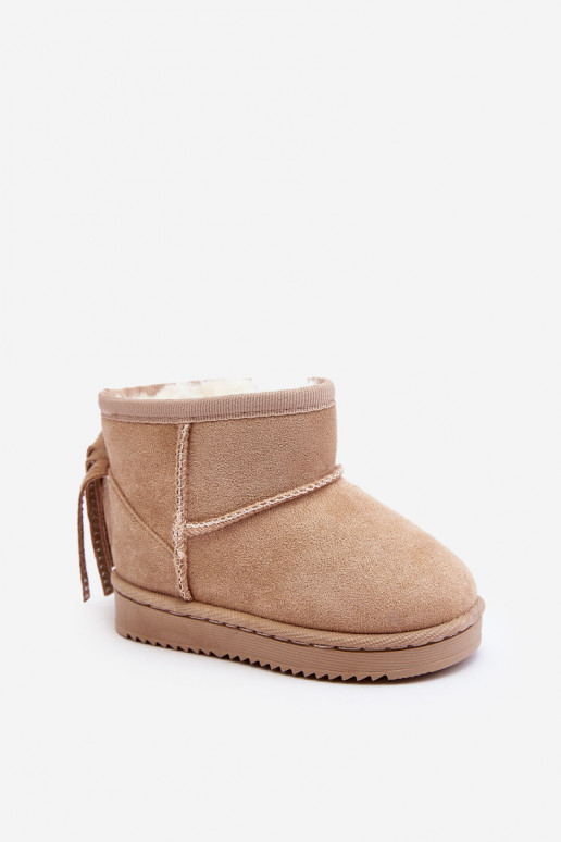 Children's Fleece-lined Fringed Snow Boots Beige Mikyla