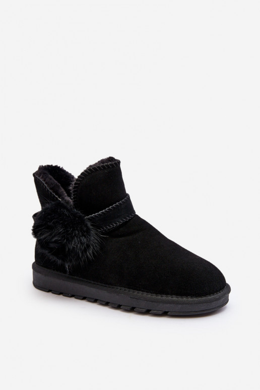 Women's suede snow boots with cutouts black Eraclio