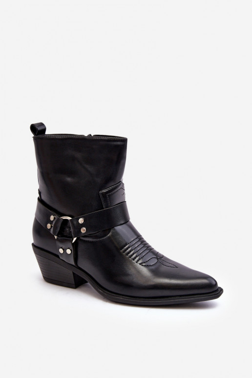 warmed cowboy-style boots in black color Venosa