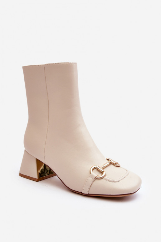 Adinah ankle boots with embellished heels in ivory