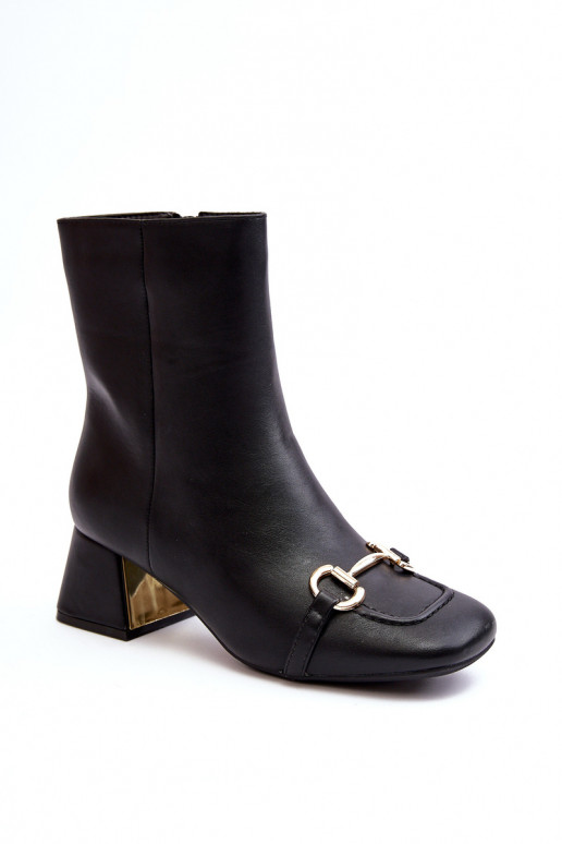 Ankle boots with heels with ornaments in black Adinah