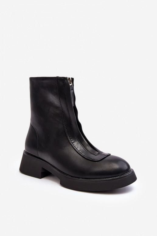 Boots with wide heels with zippers in black color Elkasa