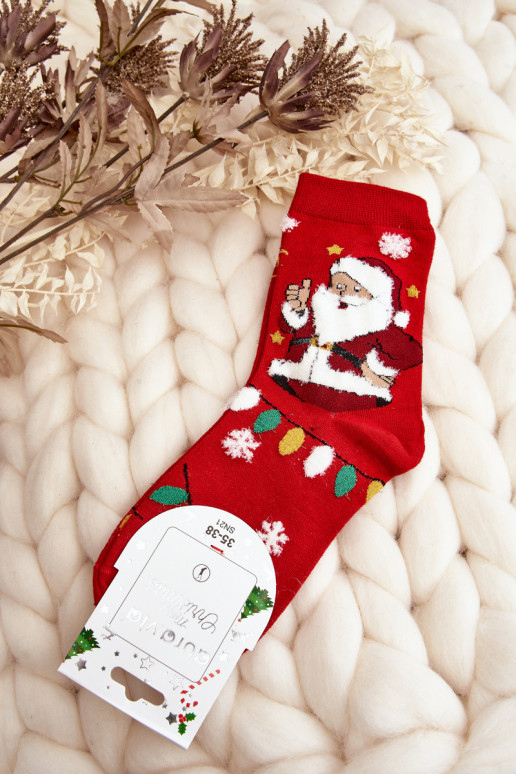 Red socks with Santa Claus