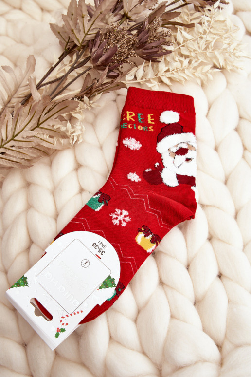 Red socks with Santa Claus