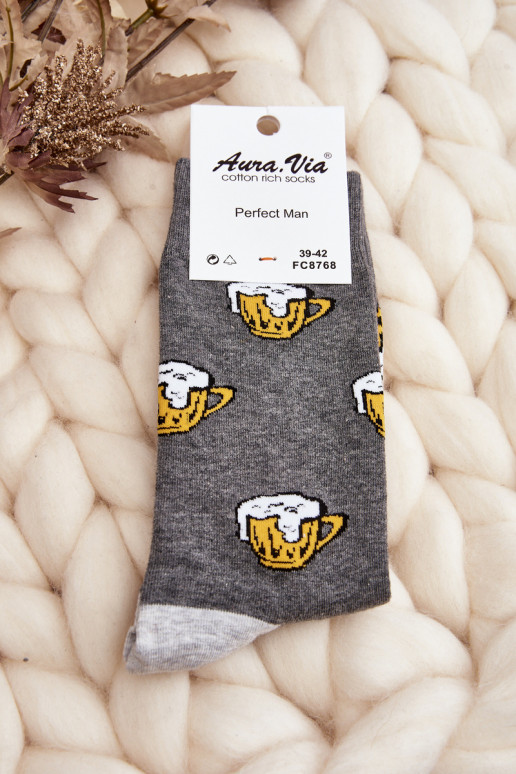 gray patterned socks