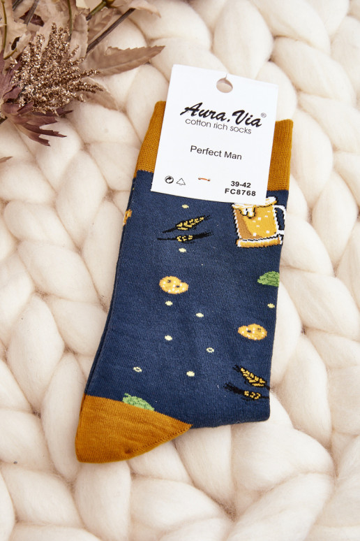 dark blue patterned socks