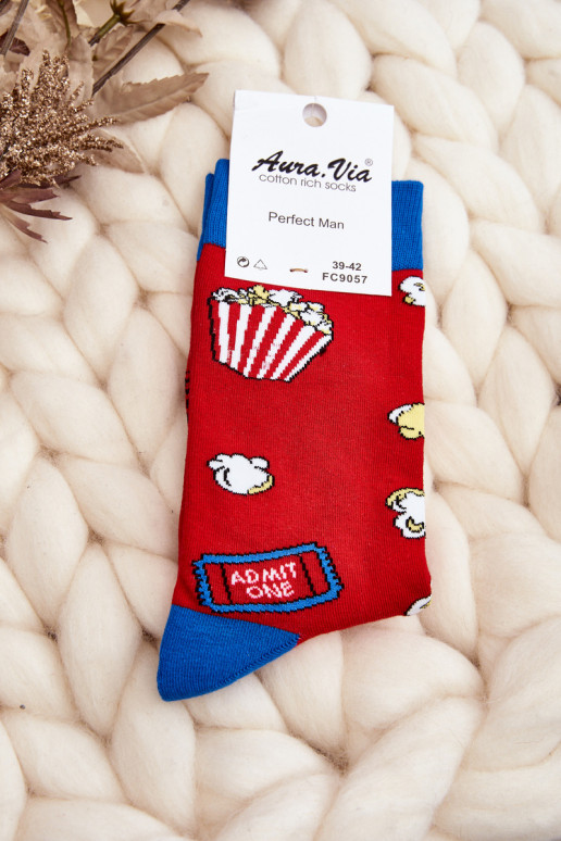 socks with patterns Popcorn red