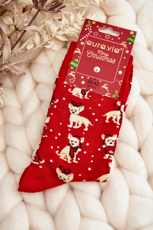 Red cotton Christmas socks